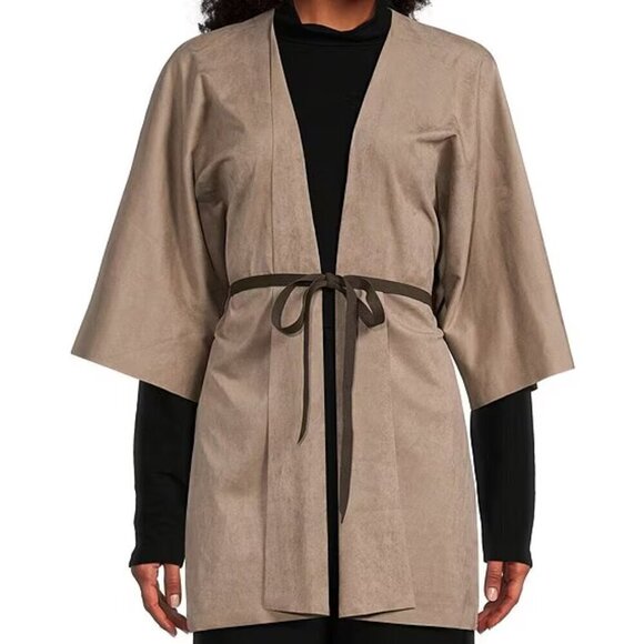 Bryn Walker Open Front Cardigan Women's Plus Size 1X Gray Open Front Made in USA - Picture 1 of 12